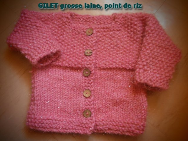 gilet grosse laine et point de riz