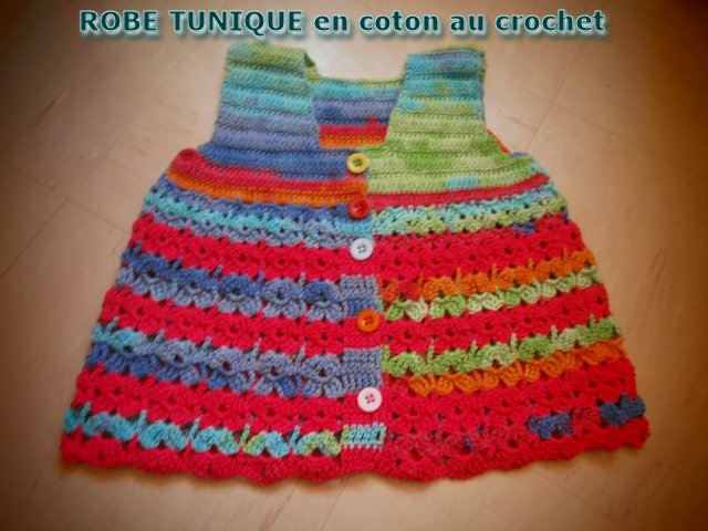 robe tunique en coton multicolore au crochet