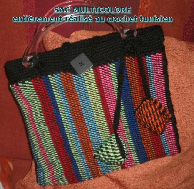 sac multicolore ralis au crochet tunisien